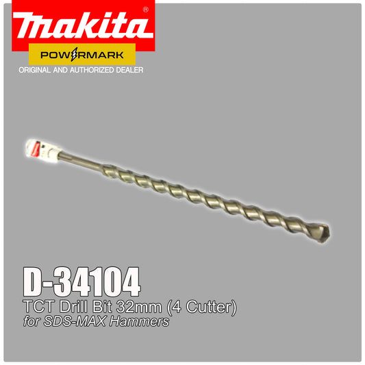 MAKITA D-34104 TCT Drill Bit 32mm (4 Cutter) for SDS-MAX Hammers