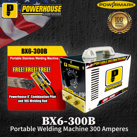POWERHOUSE BX6-300B Portable Welding Machine 300 Amperes with FREE Powerhouse Combination Plier & 1 kg Welding Rod