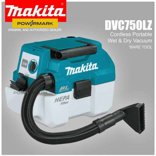 MAKITA DVC750LZ – Dust/Water: 7.5L/4.5L Brushless Cordless Portable Vacuum Cleaner (Wet & Dry) 18V LXT® Li-Ion [Bare Tool]