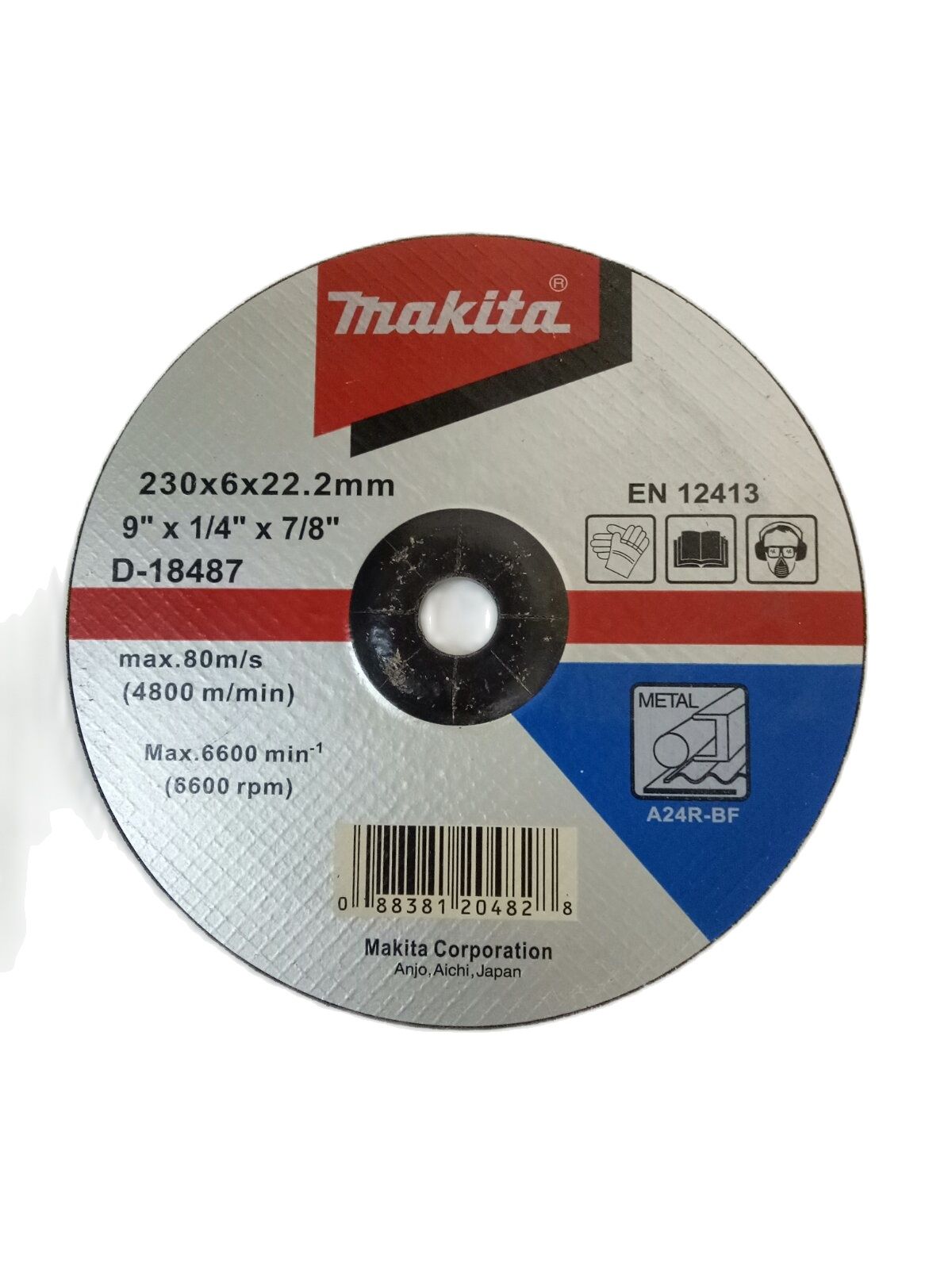 MAKITA D-18487 (230mm) Grinding Disc Depressed Center Wheel (9") for Metal A24R-BF