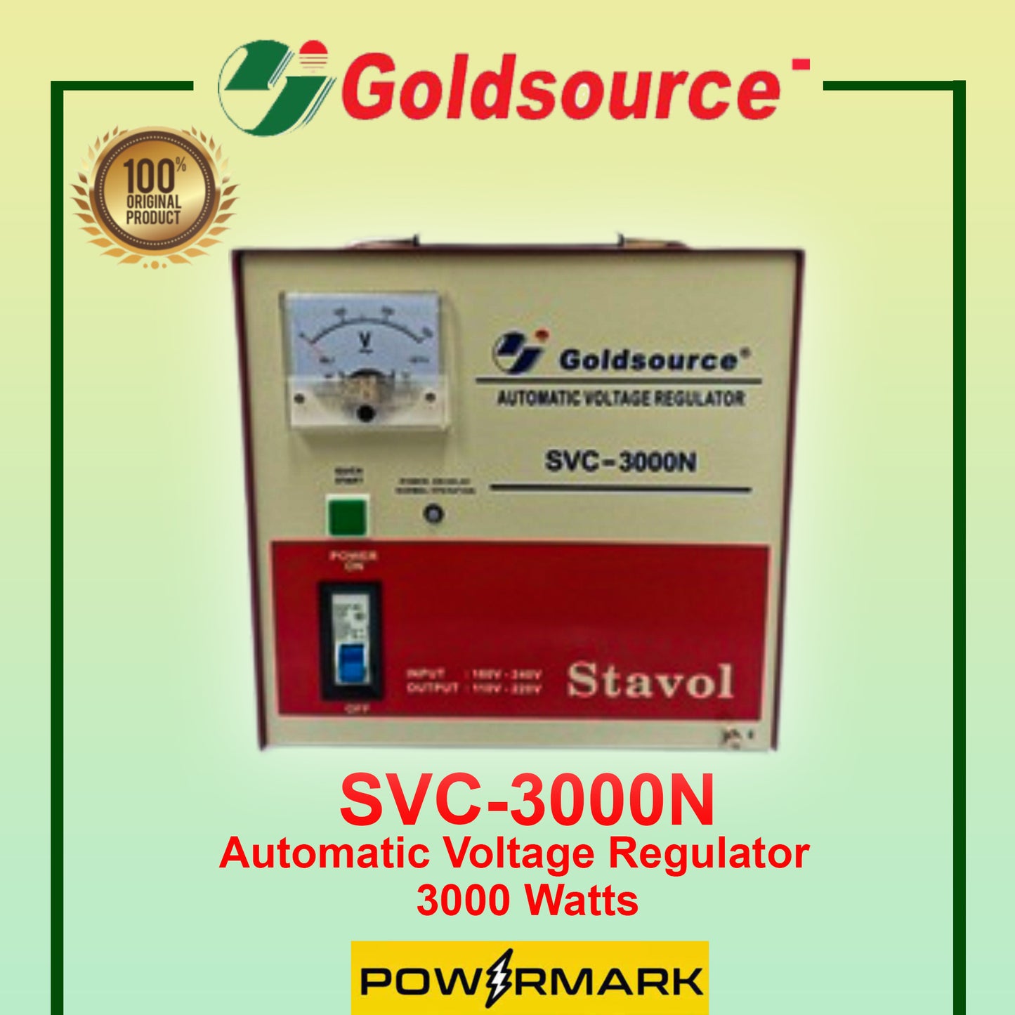 GOLDSOURCE SVC-3000N Automatic Voltage Regulator 3000 Watts
