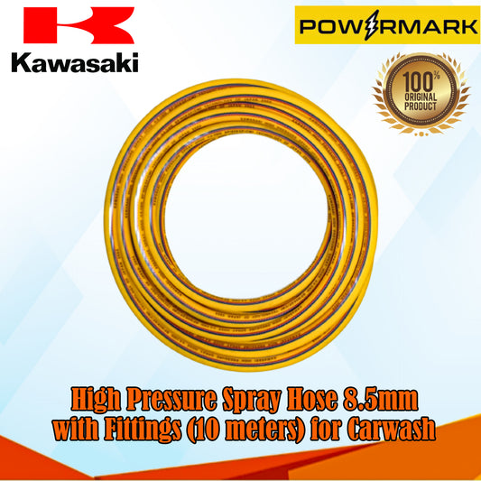 KAWASAKI High Pressure Spray Hose 8.5mm with Fittings (10 meters) for Carwash