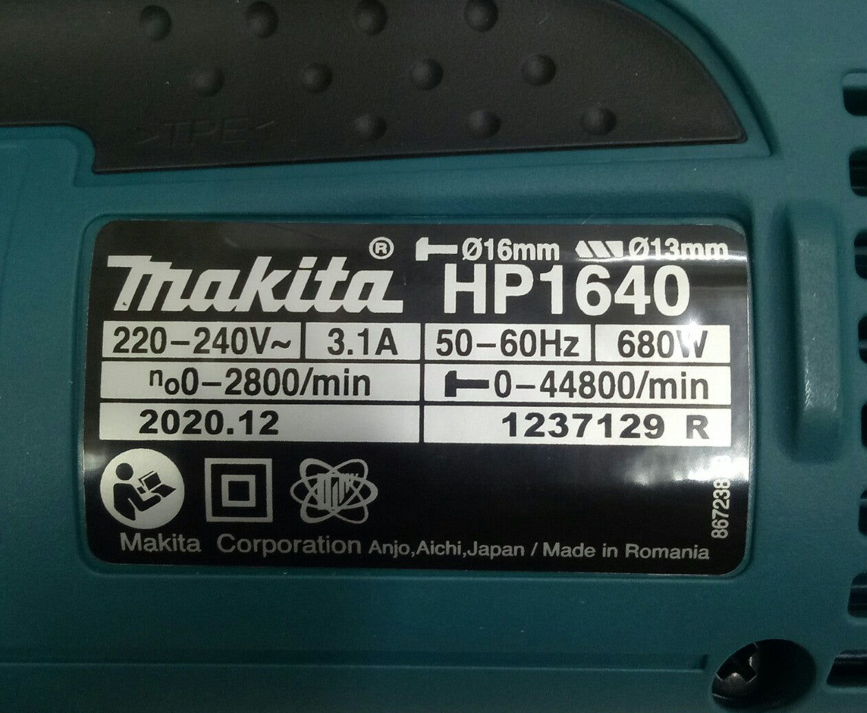 MAKITA HP1640K Hammer Drill Keyed Chuck with Carrying Case 680W (5/8") Made in Romania