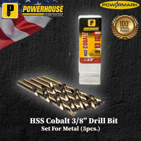 POWERHOUSE HSS Cobalt 3/8” Drill Bit Set For Metal (5pcs.)