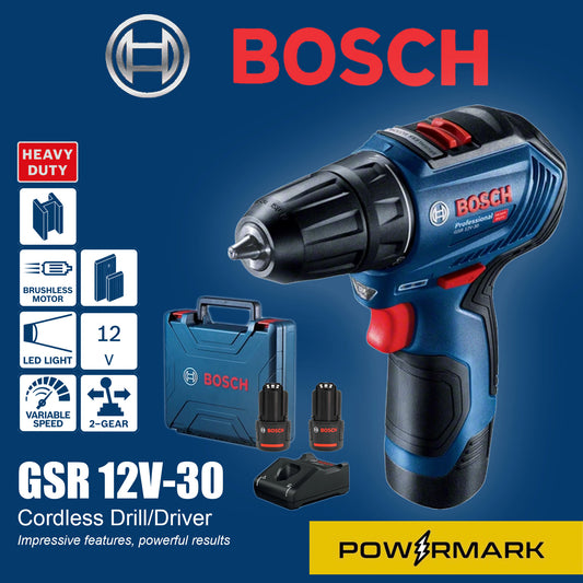 BOSCH GSR 12V-30 Brushless Cordless Drill / Driver Set (with Batteries & Charger)