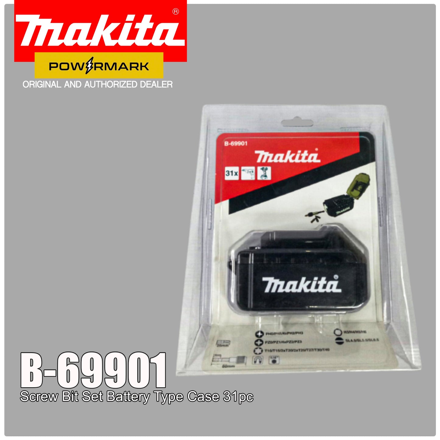 MAKITA B-69901 Screw Bit Set Battery Type Case 31pcs.