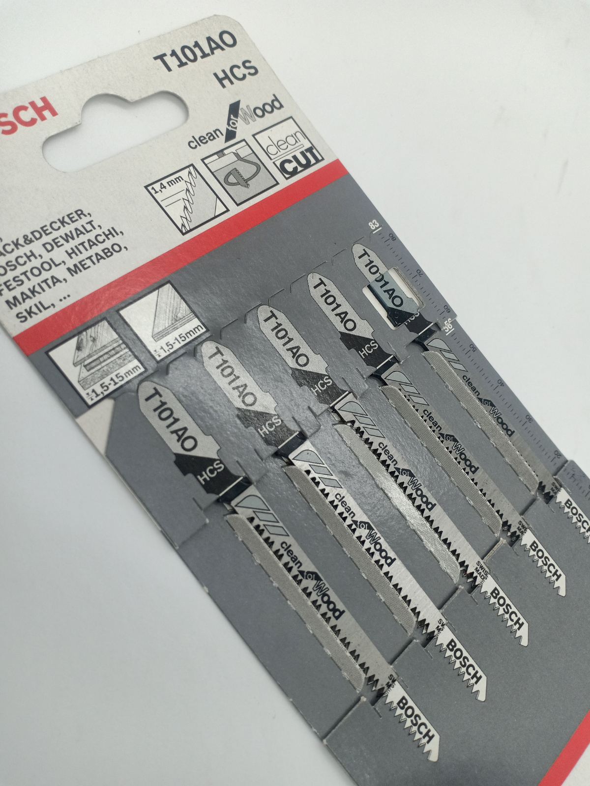 BOSCH 2608630031 T101AO HCS Jigsaw Blade Set Clean for Wood