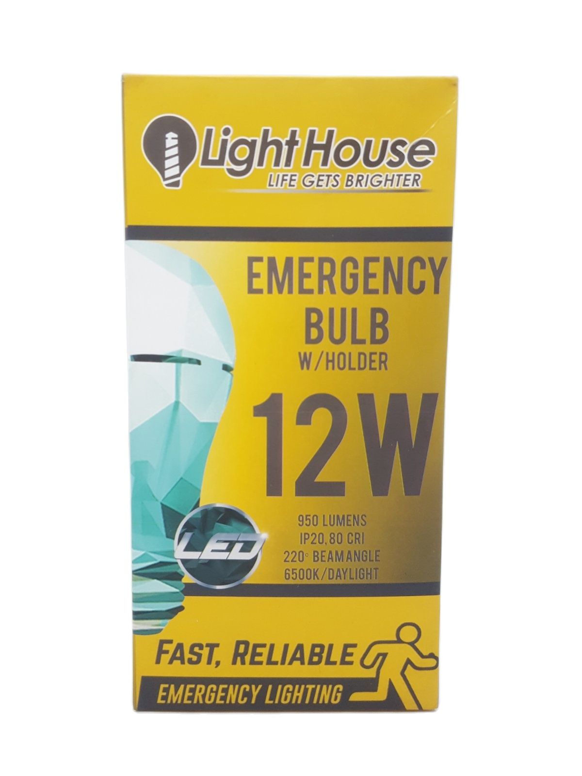 LIGHTHOUSE Led LHA60E27-12W Emergency Bulb W/Holder 950 Lumens 12W