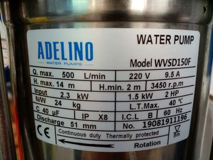 ADELINO WVSD150F Submersible Pump 2HP