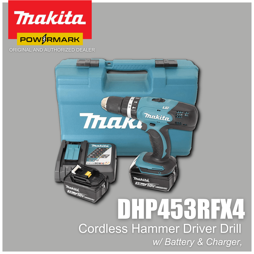 MAKITA DHP453RFX4 Cordless Hammer Driver Drill With Battery and Charger (With Drill Bit Set)18V LXT® Li-Ion 38 N·m (1/2″)