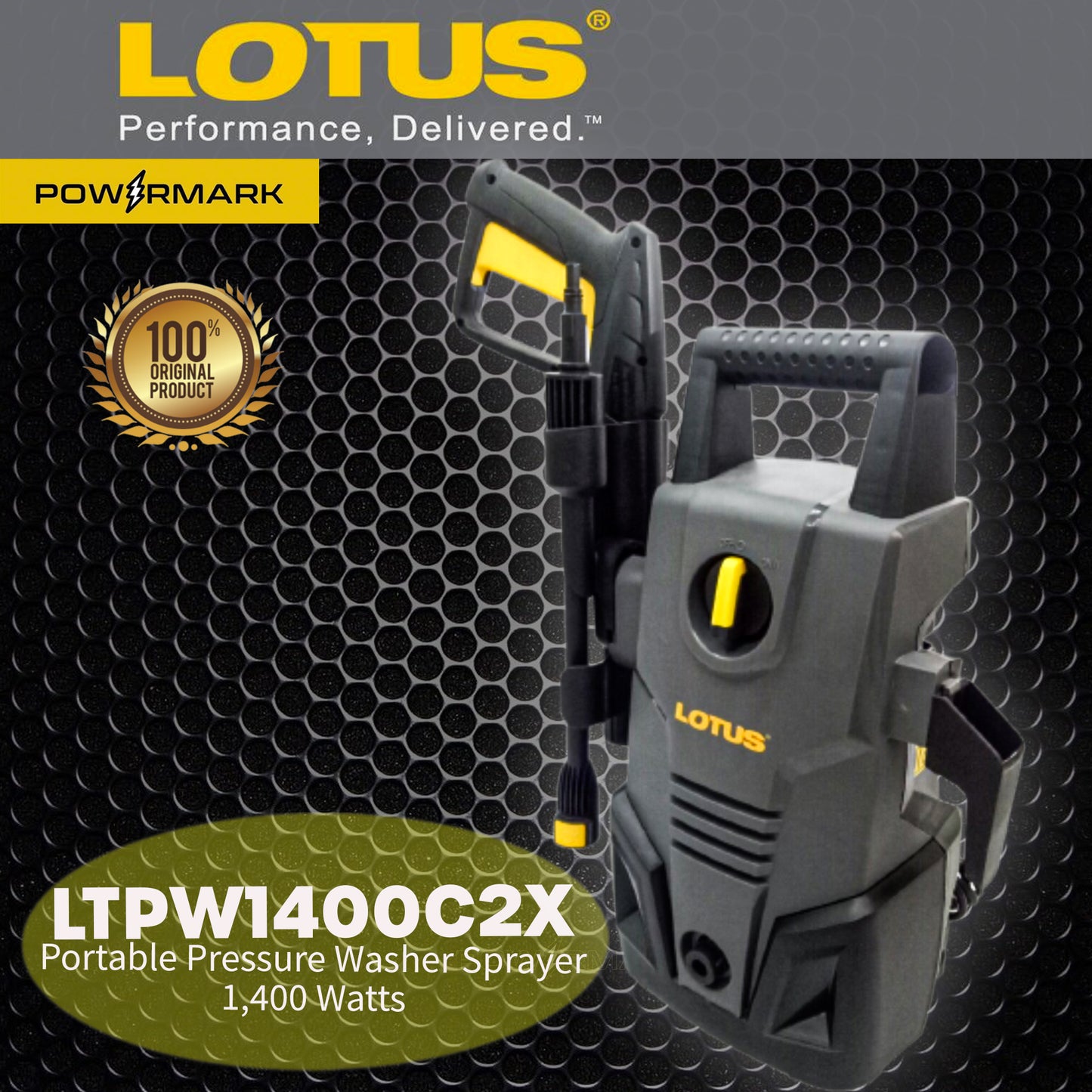LOTUS LTPW1400C2X Portable Pressure Washer Sprayer 1,400 Watt