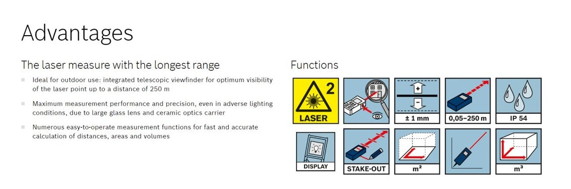 BOSCH GLM 250 VF Laser Range Finder