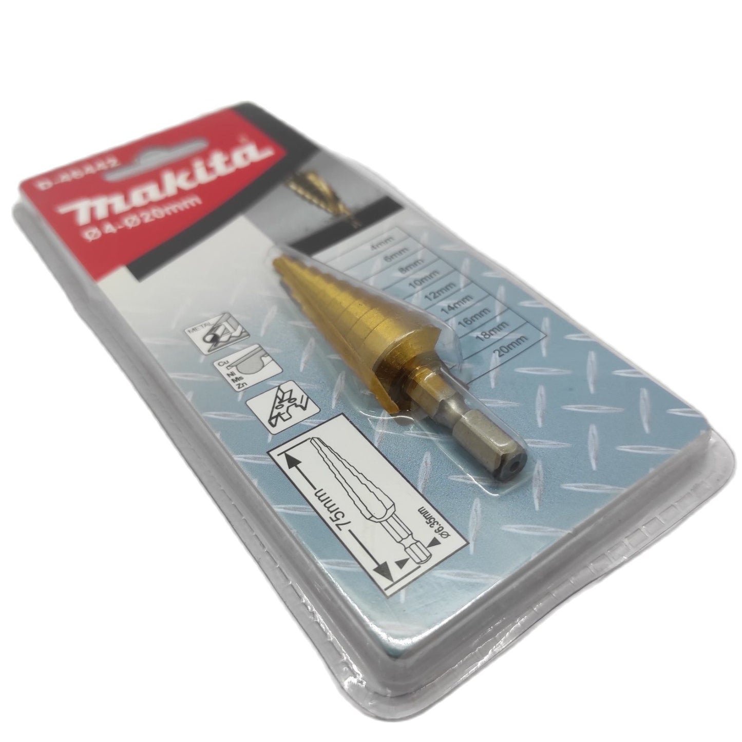 MAKITA D-46442 Step Drill Bit Straight Flute TiN Coating 4-20mm