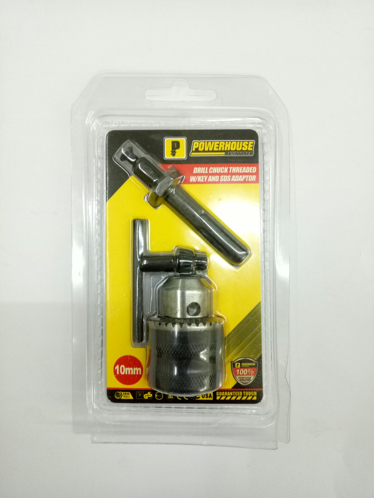 POWERHOUSE Drill Chuck Threaded With Key and SDS Adaptor 10mm