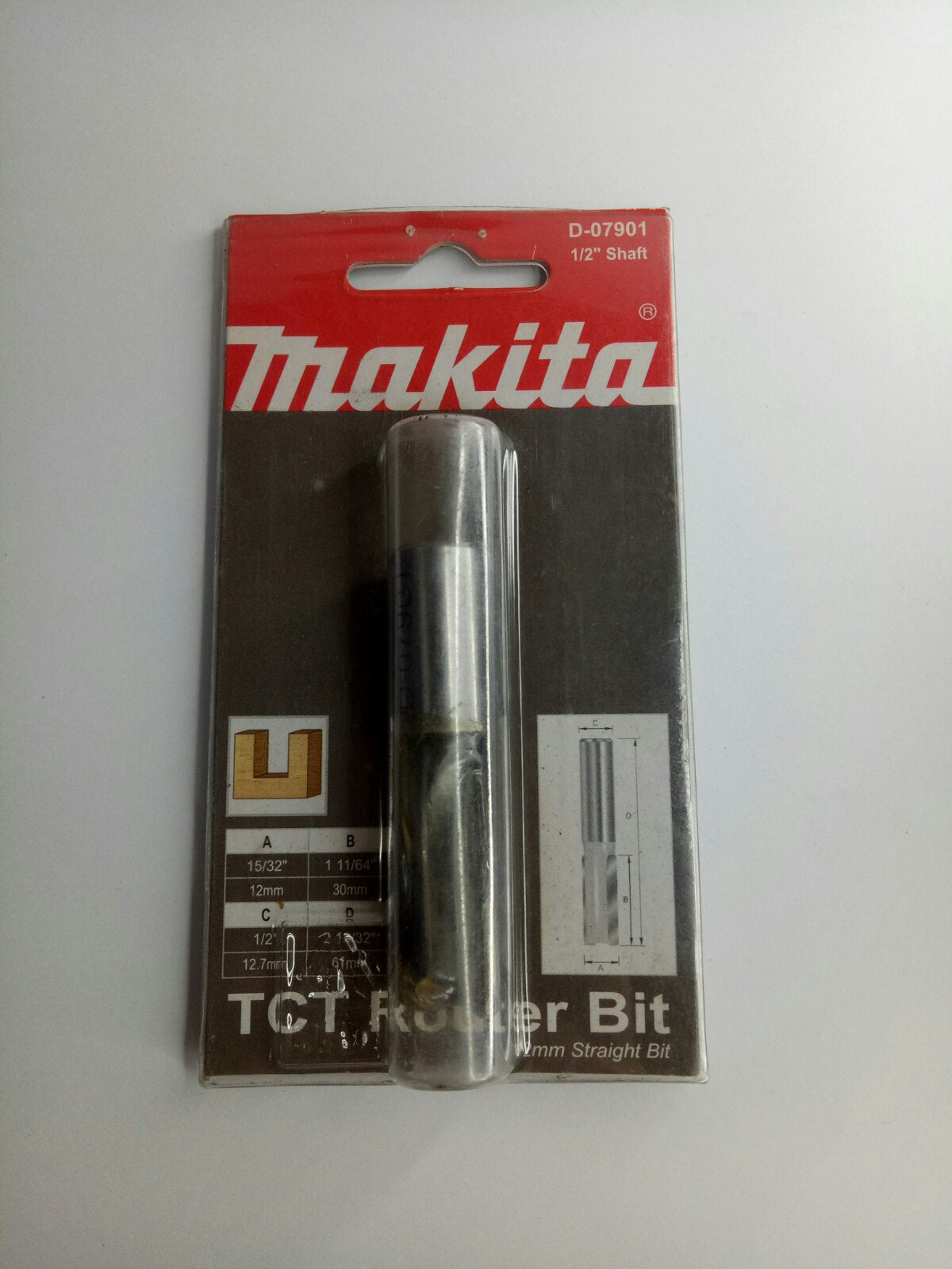 MAKITA D-07901 Straight TCT Router Bit 1/2" Shank 12mm