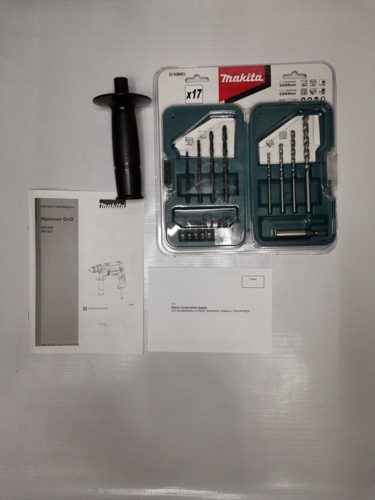 MAKITA HP1630K Hammer Drill 16mm (Variable Speed & Reversible) with Carrying Case and 17-pc. Drill Bit Set
