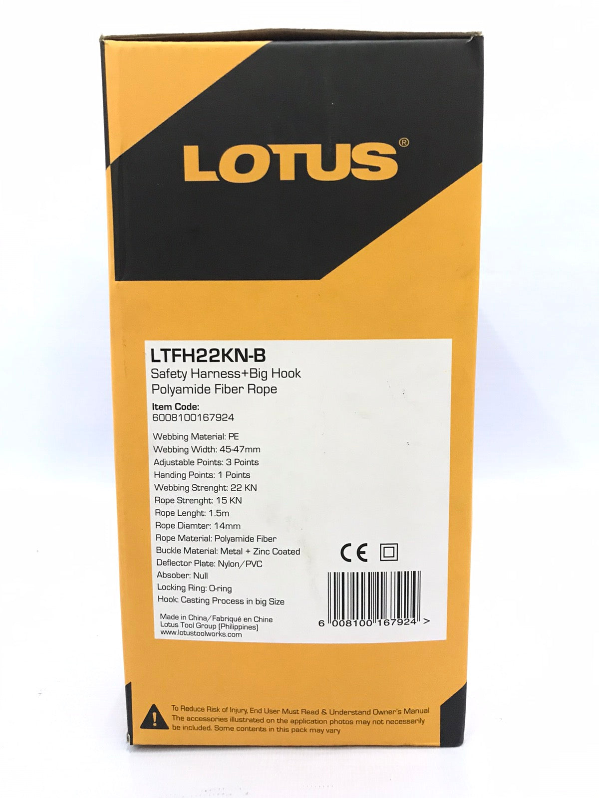 LOTUS LTFH22KN-B Safety Harness+Big Hook Polyamide Fiber Rope