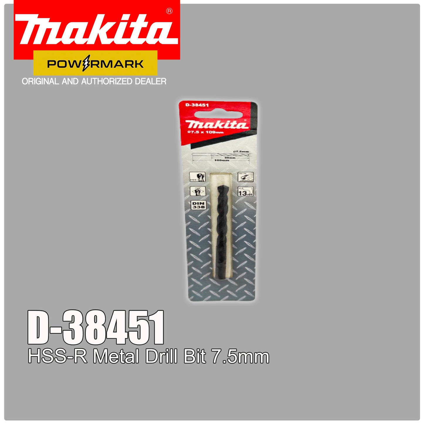 MAKITA D-38451 HSS-R Metal Drill Bit 7.5mm