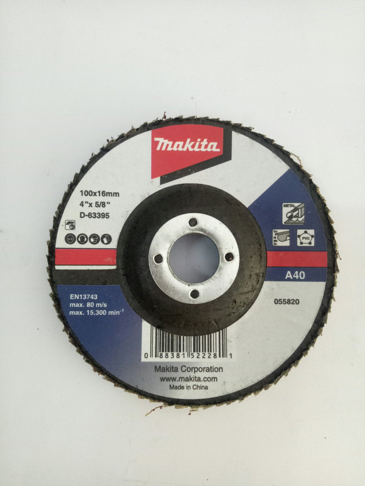 MAKITA D-63395 Abrasive Grinding Flap Disc 4"(100mm) A Type for Metal and Stainless (Economy)