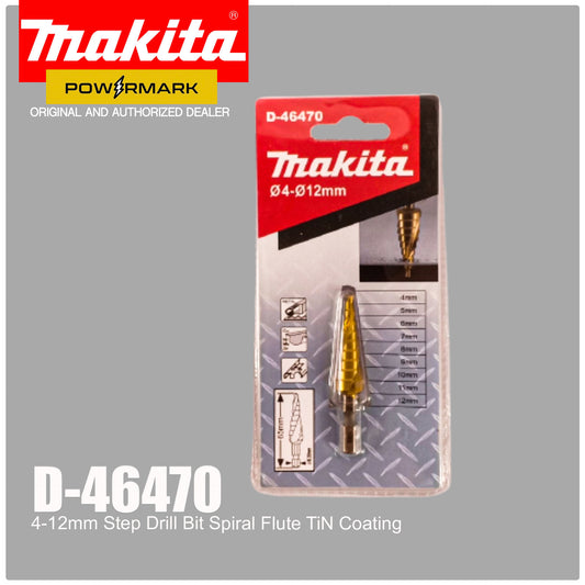 MAKITA D-46470 – 4-12mm Step Drill Bit Spiral Flute TiN Coating