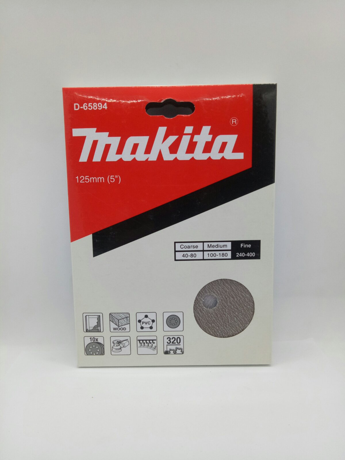 MAKITA D-65894 Abrasive Paper Dics 5" 320 Grit for Orbital Sander (10pcs.)