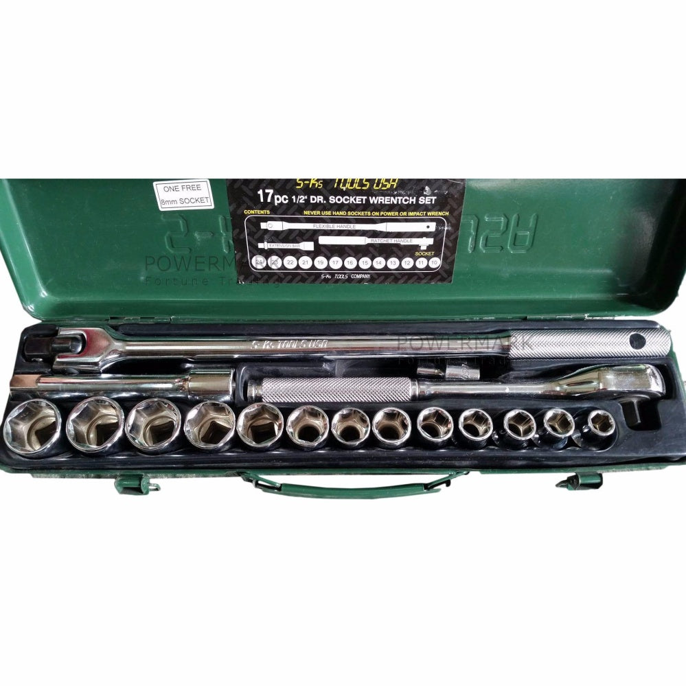 S-KS Socket Wrench Set 1/2" Drive 10-24mm 6 Pts. (17Pcs.)