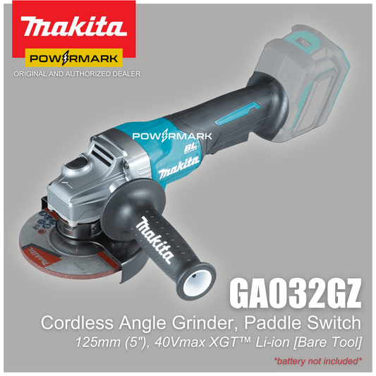 MAKITA GA032GZ Cordless Angle Grinder, Paddle Switch 40Vmax XGT™ Li-ion [Bare Tool] (5″)
