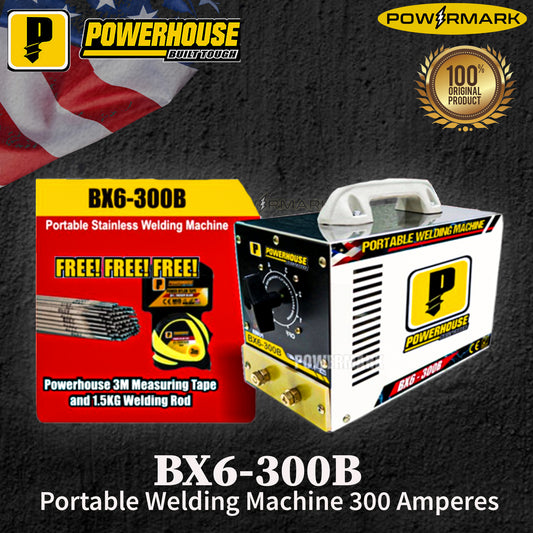 POWERHOUSE BX6-300B Portable Welding Machine 300 Amperes with FREE Powerhouse 3-meter Measuring Tape & 1.5 kg Welding Rod