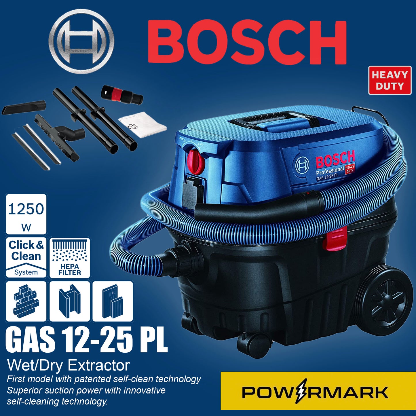 BOSCH GAS 12-25 PL Wet/ Dry Extractor / Vacuum