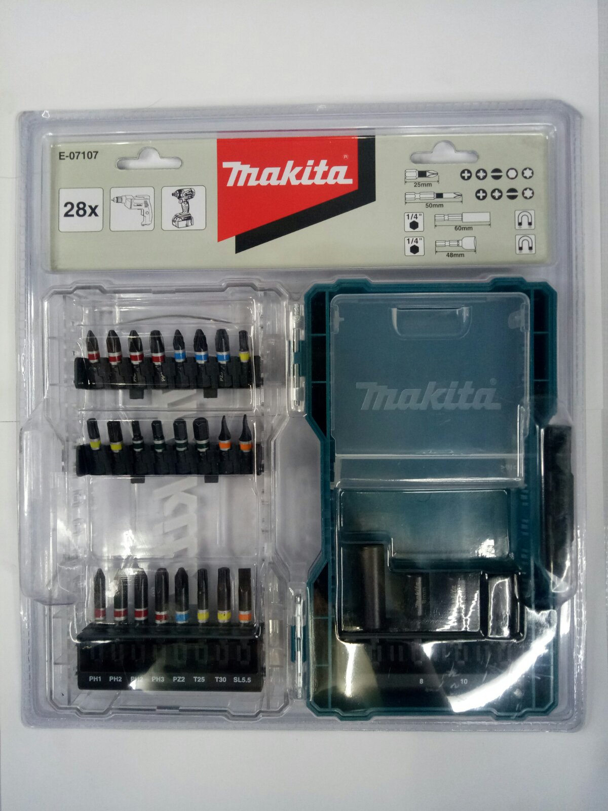 MAKITA E-07107 Drill Bit and Screw Bit Set (Clear Case Series 28pcs/set)