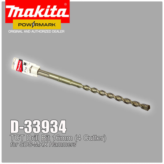 MAKITA D-33934 TCT Drill Bit 16mm (4 Cutter) for SDS-MAX Hammers