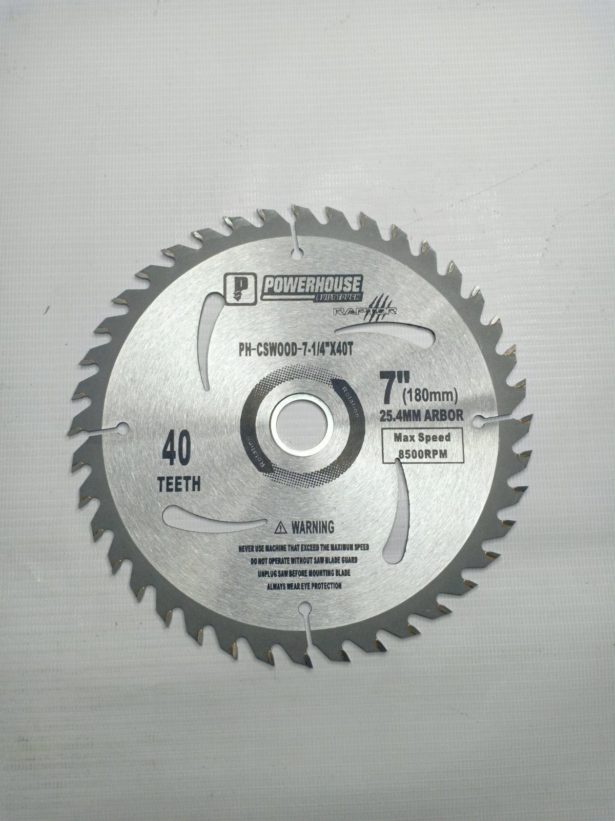 POWERHOUSE Raptor PH-CSWOOD-7-1/4"X40T Circular Saw Blade 7-1/4 inches for Wood 7-1/4" x 40T