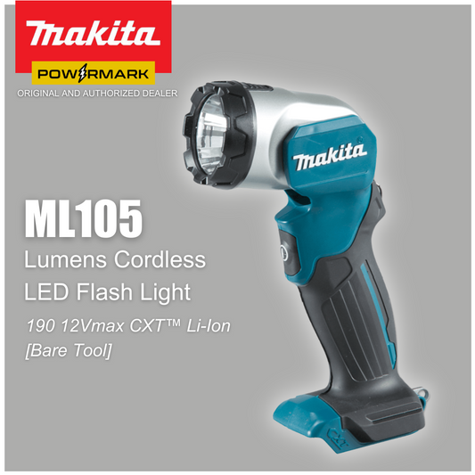 MAKITA ML105 – 190 Lumens Cordless LED Flash Light 12Vmax CXT™ Li-Ion [Bare Tool]