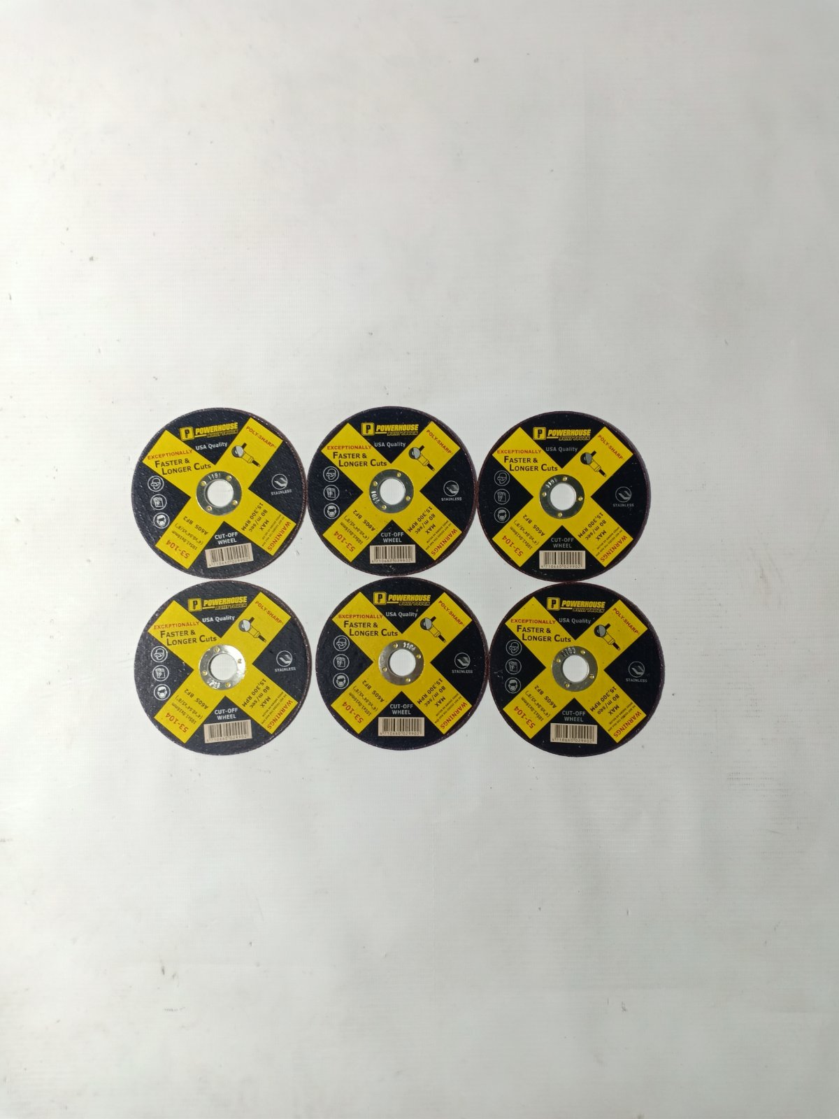 POWERHOUSE 6 pcs. Stainless Cutting Disc 4 Inches