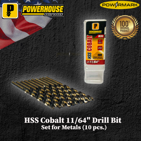 POWERHOUSE HSS Cobalt 11/64" Drill Bit Set for Metals (10 pcs.)