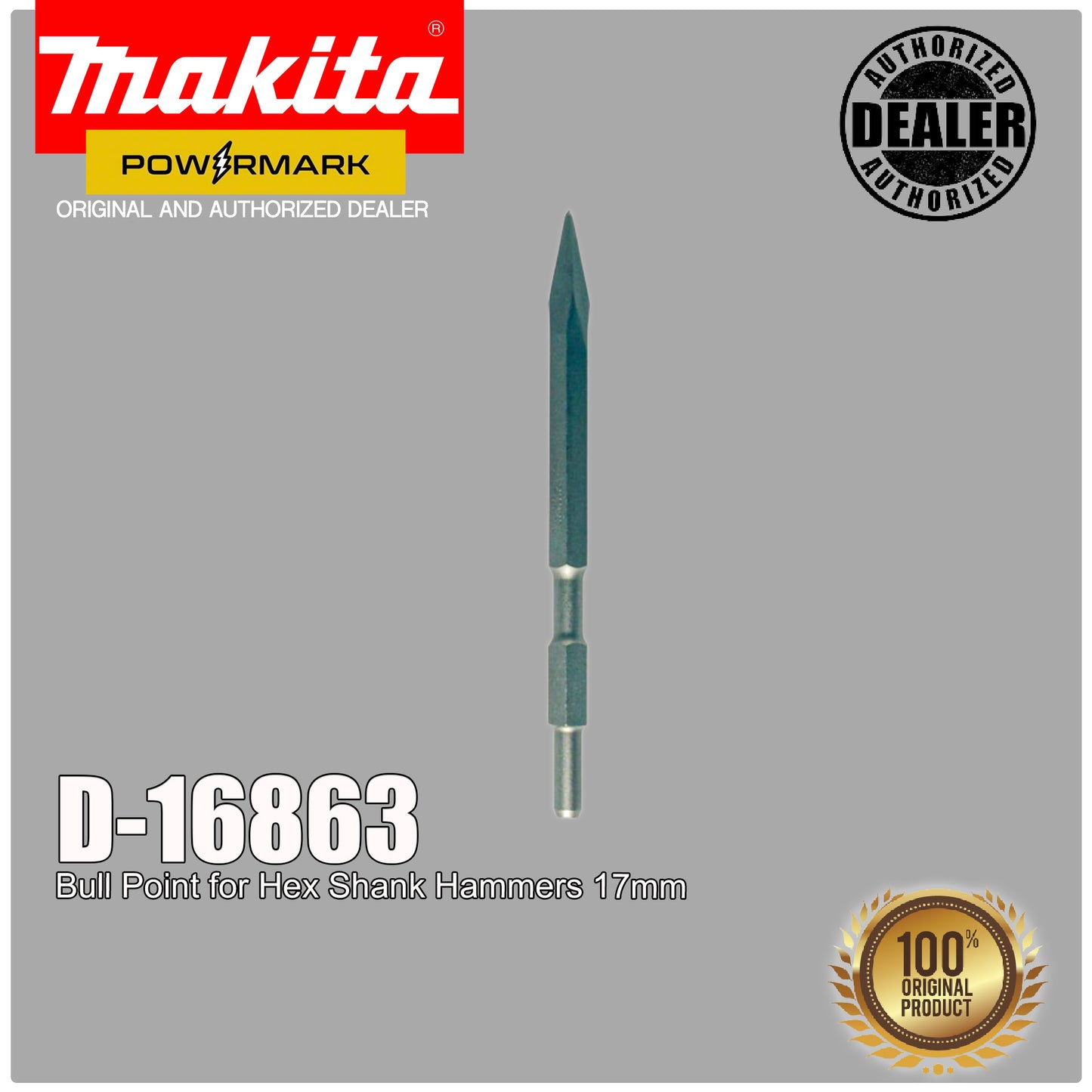 MAKITA D-16863 Bull Point for Hex Shank Hammers 17mm