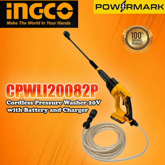 INGCO CPWLI20082P Cordless Pressure Washer 20V with Battery and Charger