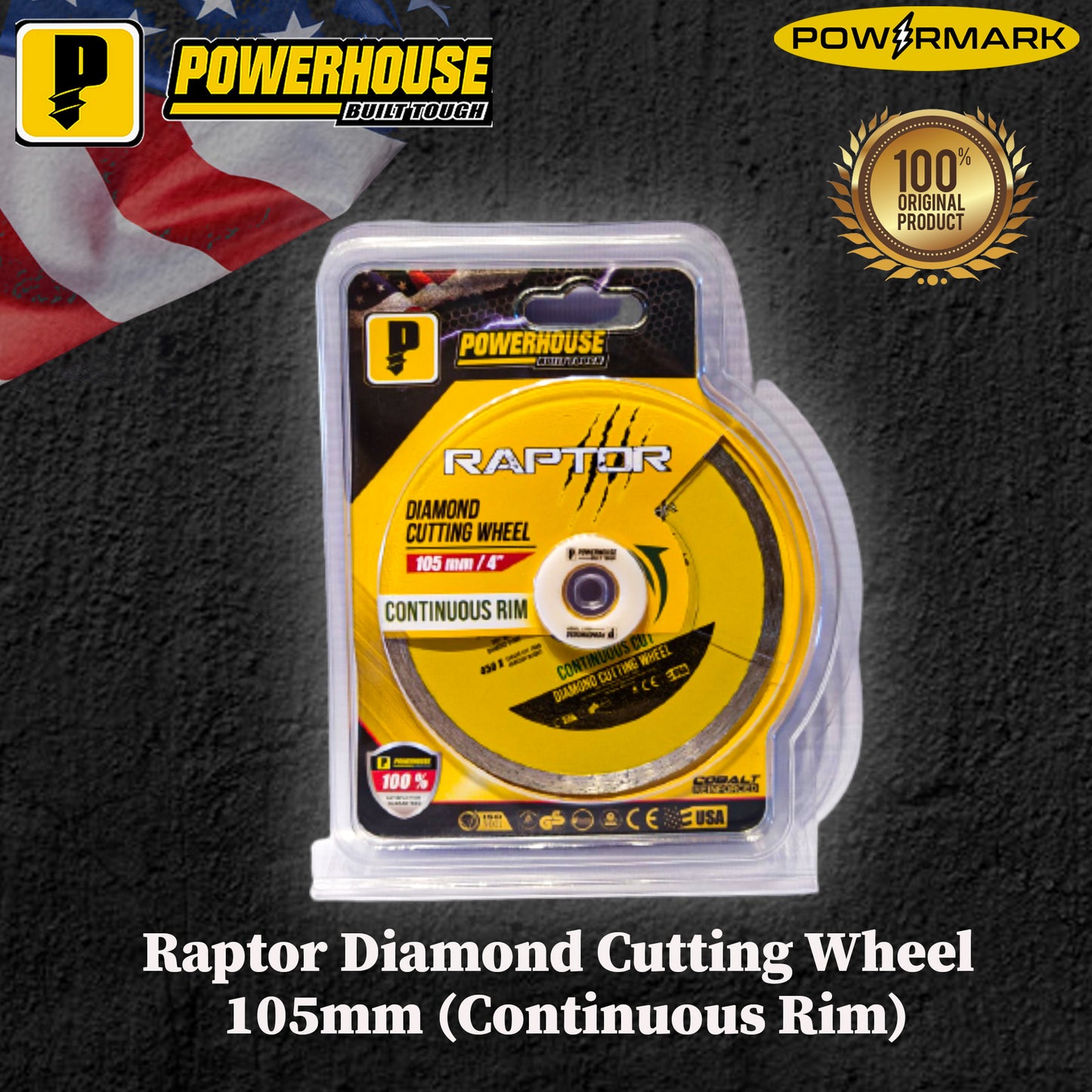 POWERHOUSE Raptor Diamond Cutting Wheel 105mm (Continuous Rim)