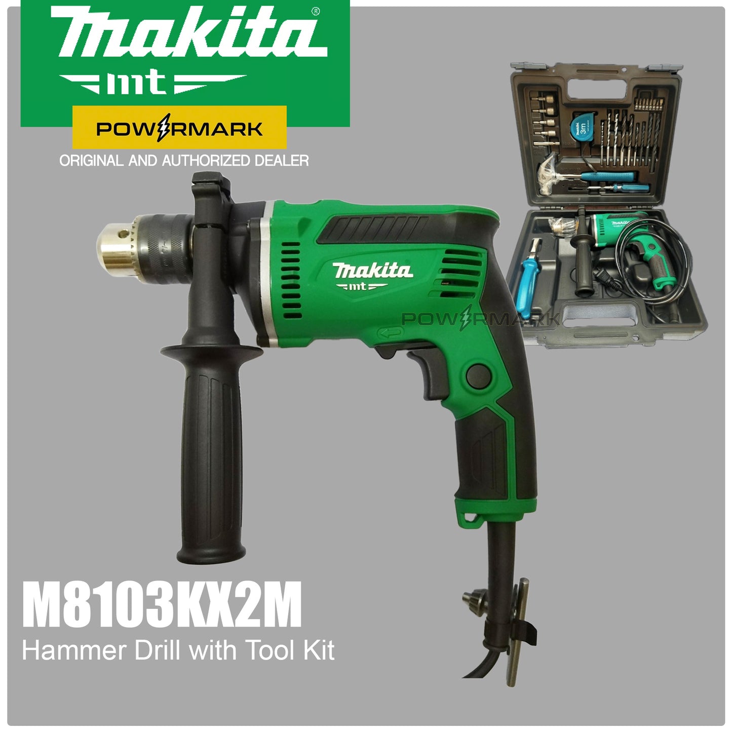 MAKITA M8103KX2M Hammer Drill 430W (1/2″) with Tool Kit Set