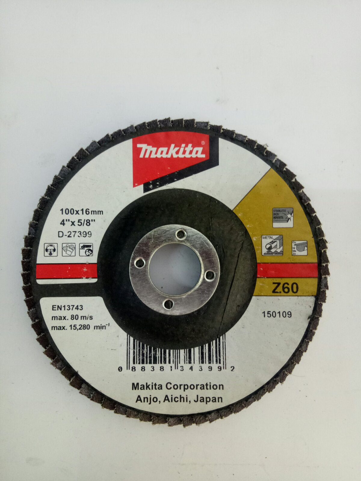 MAKITA D-27399 Abrasive Grinding Flap Disc 4" (100mm) Best for Metal and Stainless (Heavy Duty)