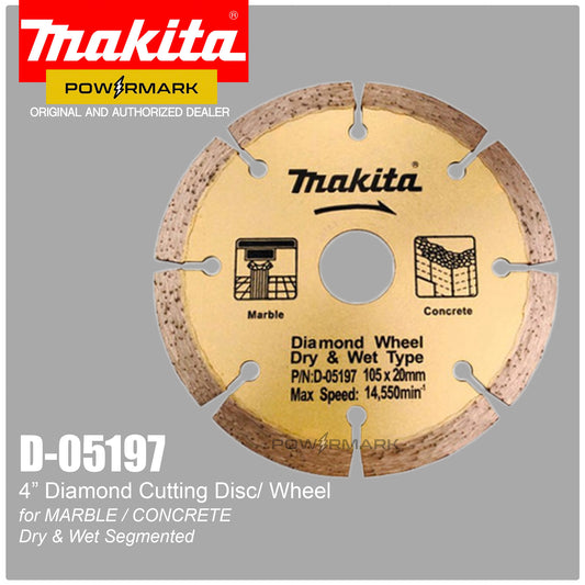 MAKITA D-05197 – 4″ (105mm) Dry Segmented Diamond Cutting Disc/Wheel for Marble, Concrete