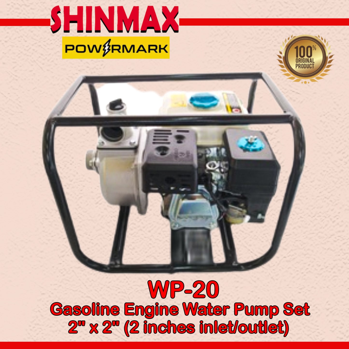 SHINMAX WP-20 Gasoline Engine Water Pump Set 2" x 2" (2 inches inlet/outlet)