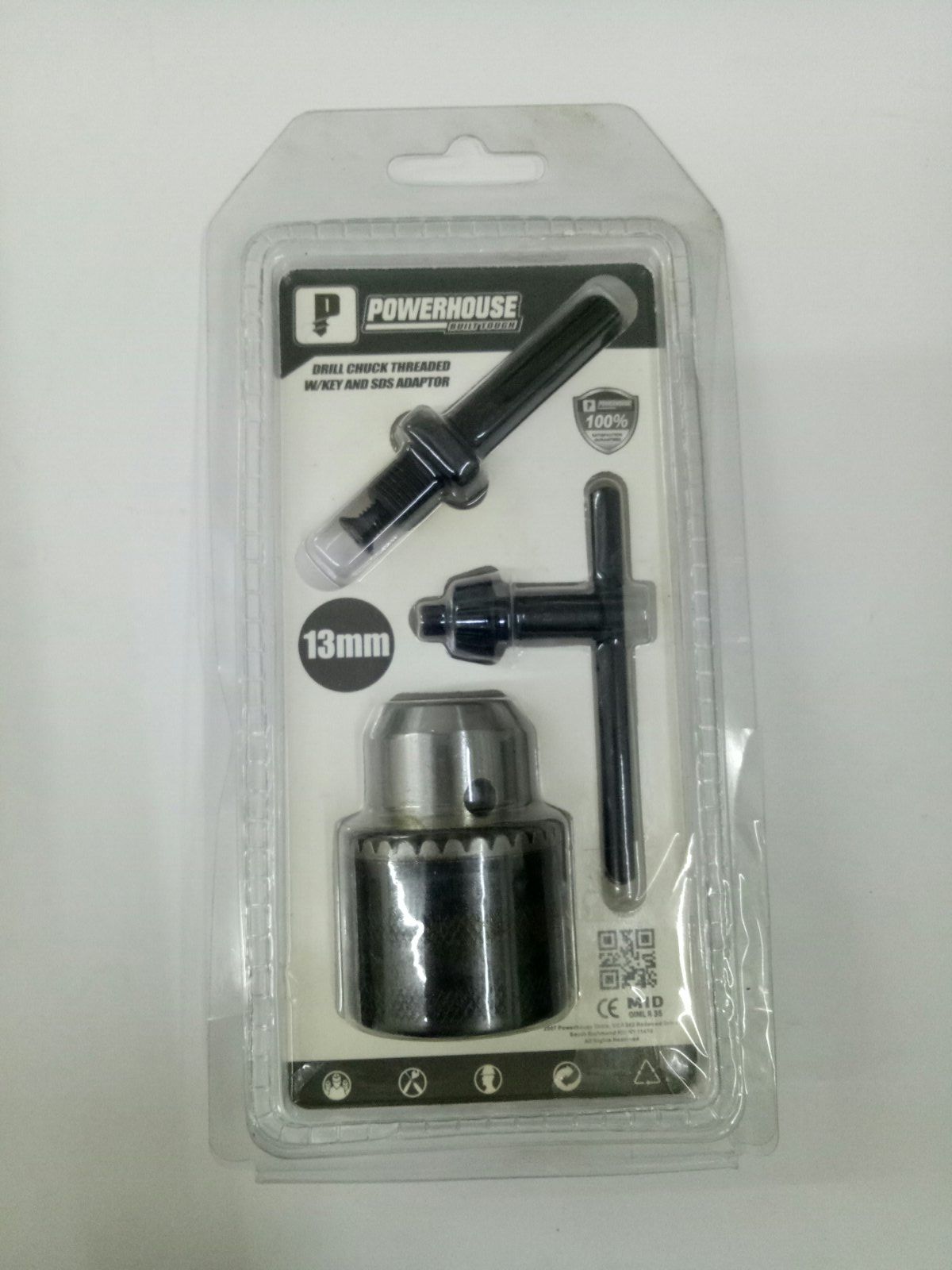 POWERHOUSE Drill Chuck Threaded With Key and SDS Adaptor 13mm