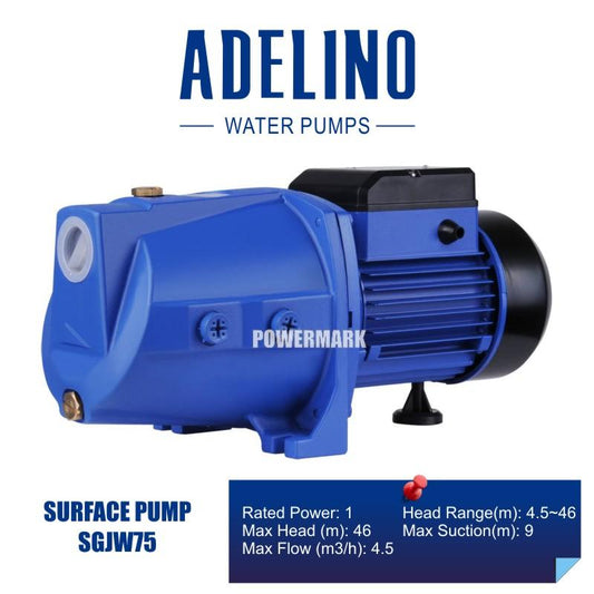 Adelino SGJW75 Self-Priming Jet Water Pump 1.0 HP