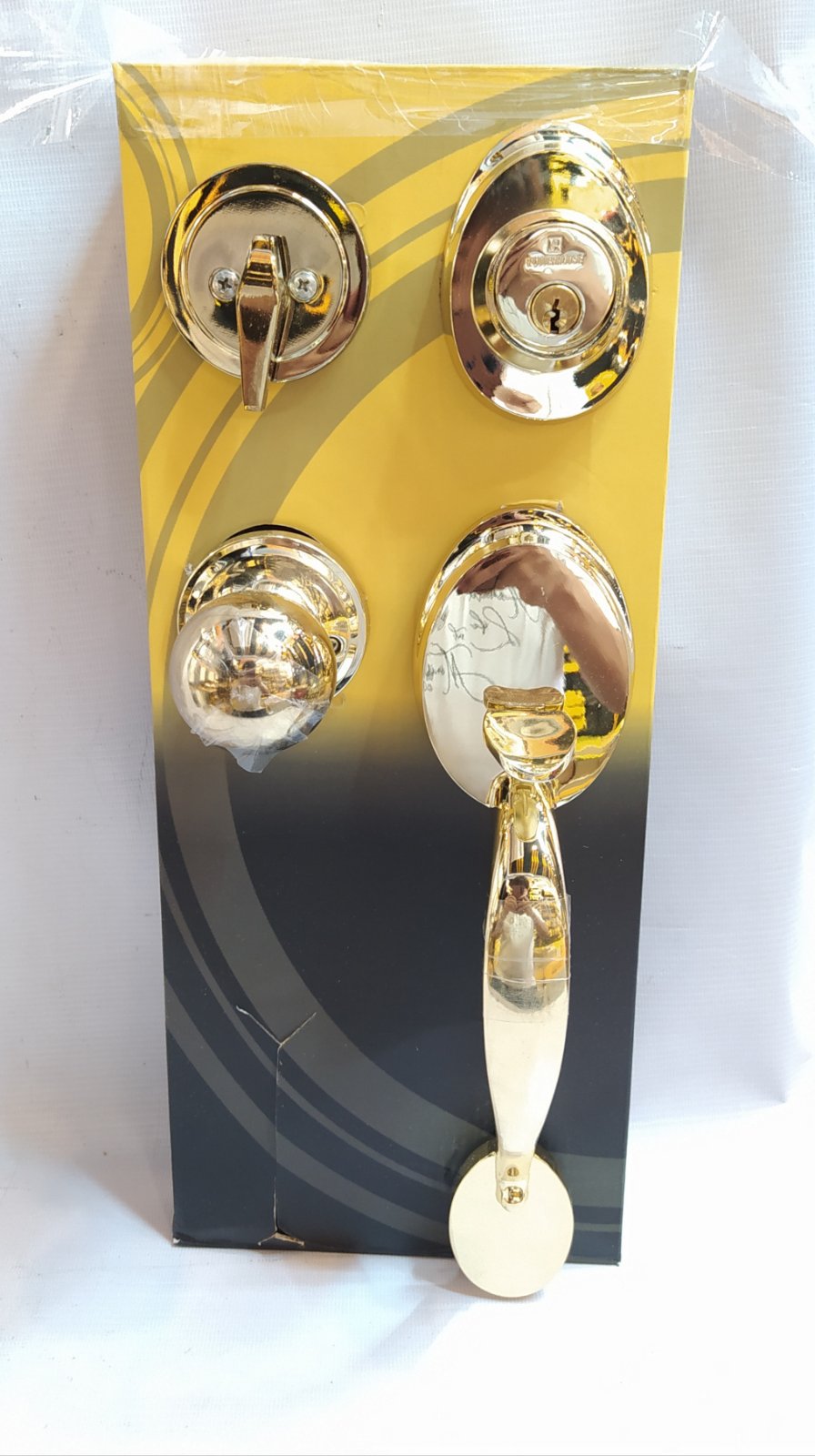 POWERHOUSE PH-1219SHP Entrance Handle Door Lock Set with Free Key Ring Tape