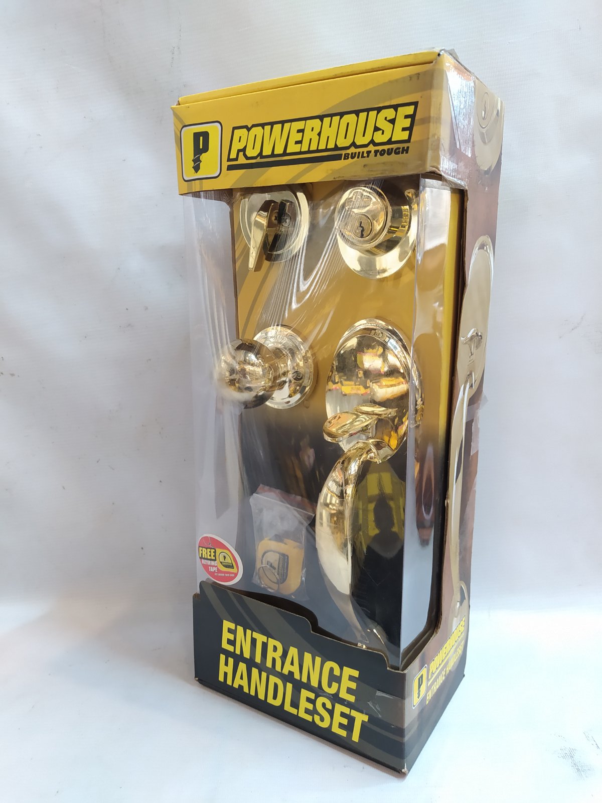 POWERHOUSE PH-1219SHP Entrance Handle Door Lock Set with Free Key Ring Tape