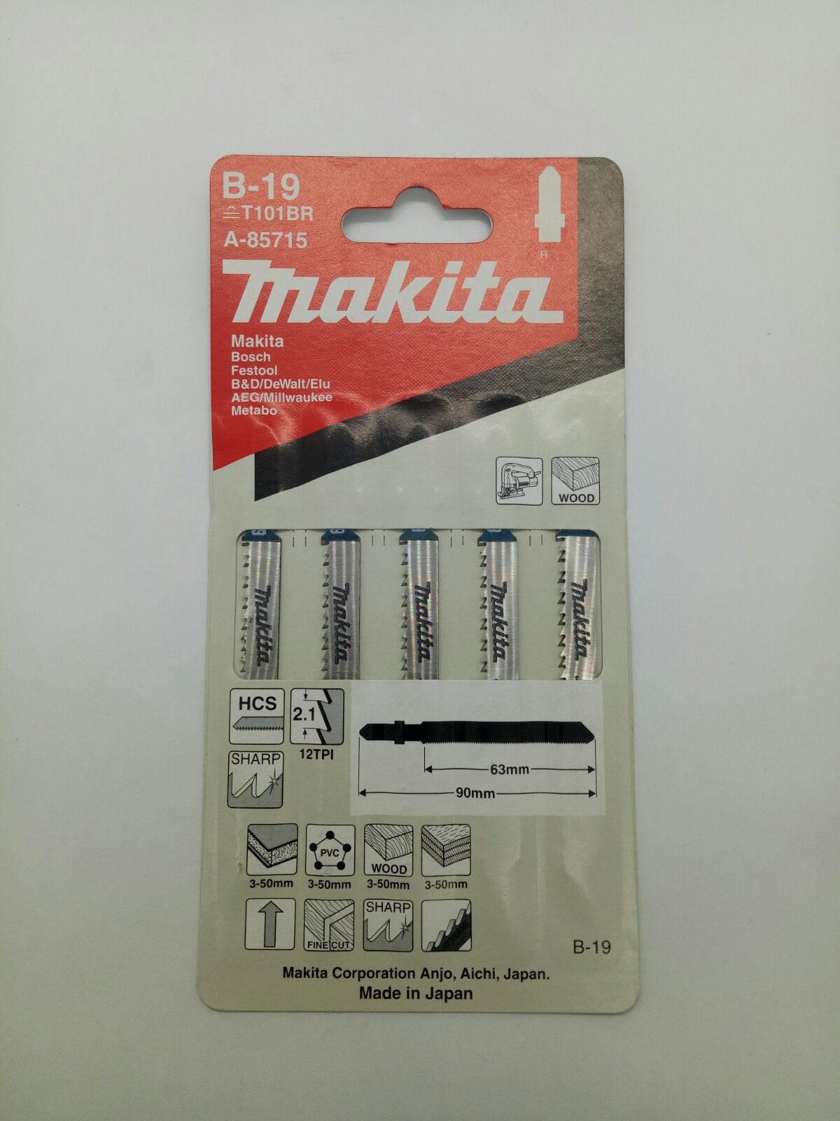 MAKITA A-85715 Jig Saw Blade for Scoll Cutting WOOD 75mm (5pcs.)