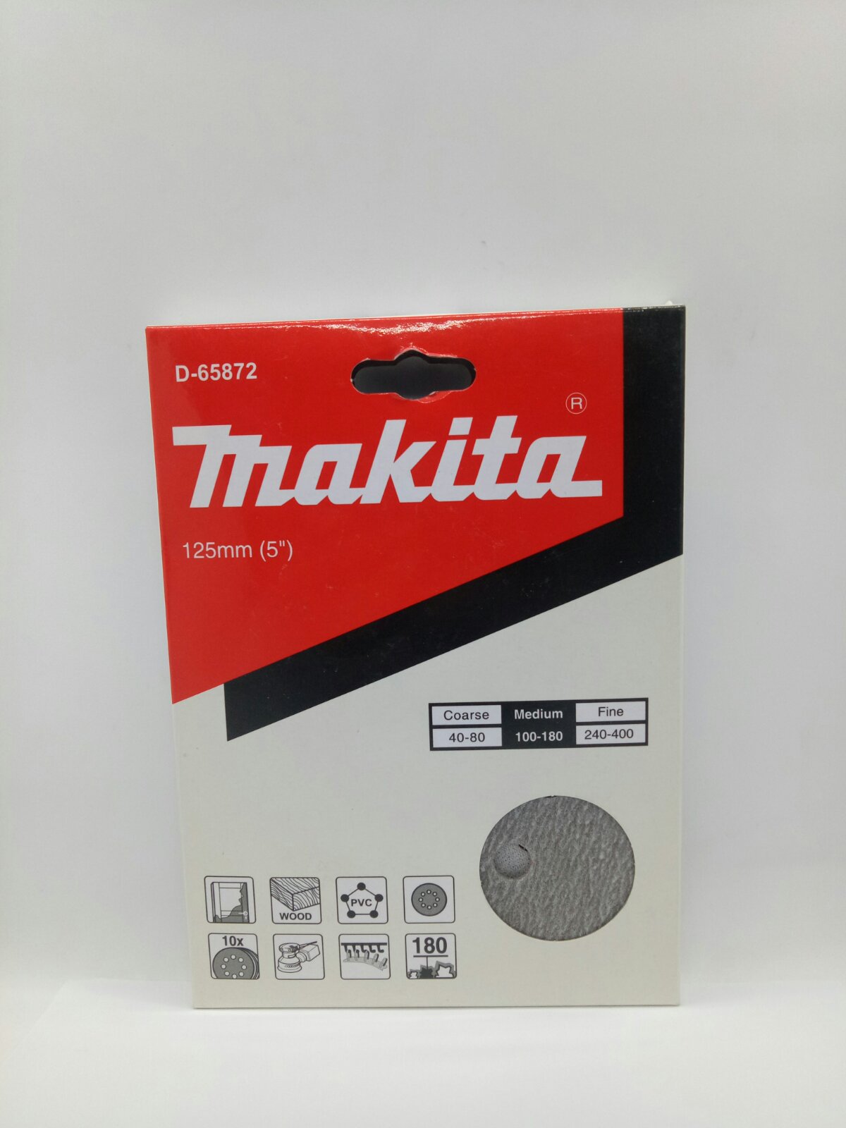 MAKITA D-65872 Abrasive Paper Dics 5" 180 Grit for Orbital Sander (10pcs.)