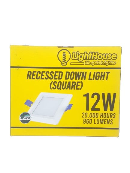 LIGHTHOUSE Led LHRP-SQR-12W-DL Recessed Down Light 960 Lumens 12W (Square)