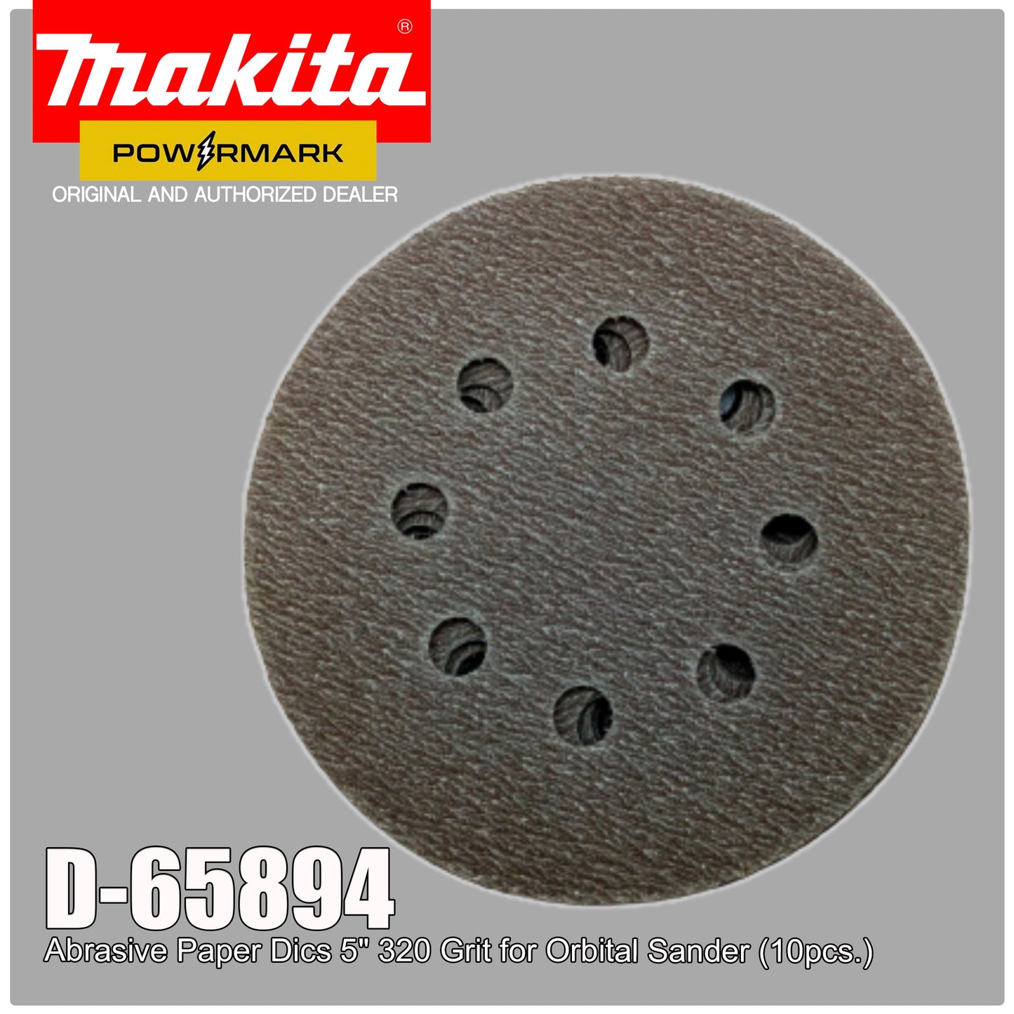 MAKITA D-65894 Abrasive Paper Dics 5" 320 Grit for Orbital Sander (10pcs.)